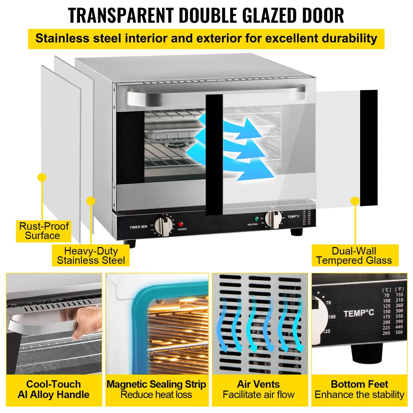 SucceBuy Electric Oven Convection Multifunction Commercial Countertop 21L For Home Chefs And Small Eateries Versatile
