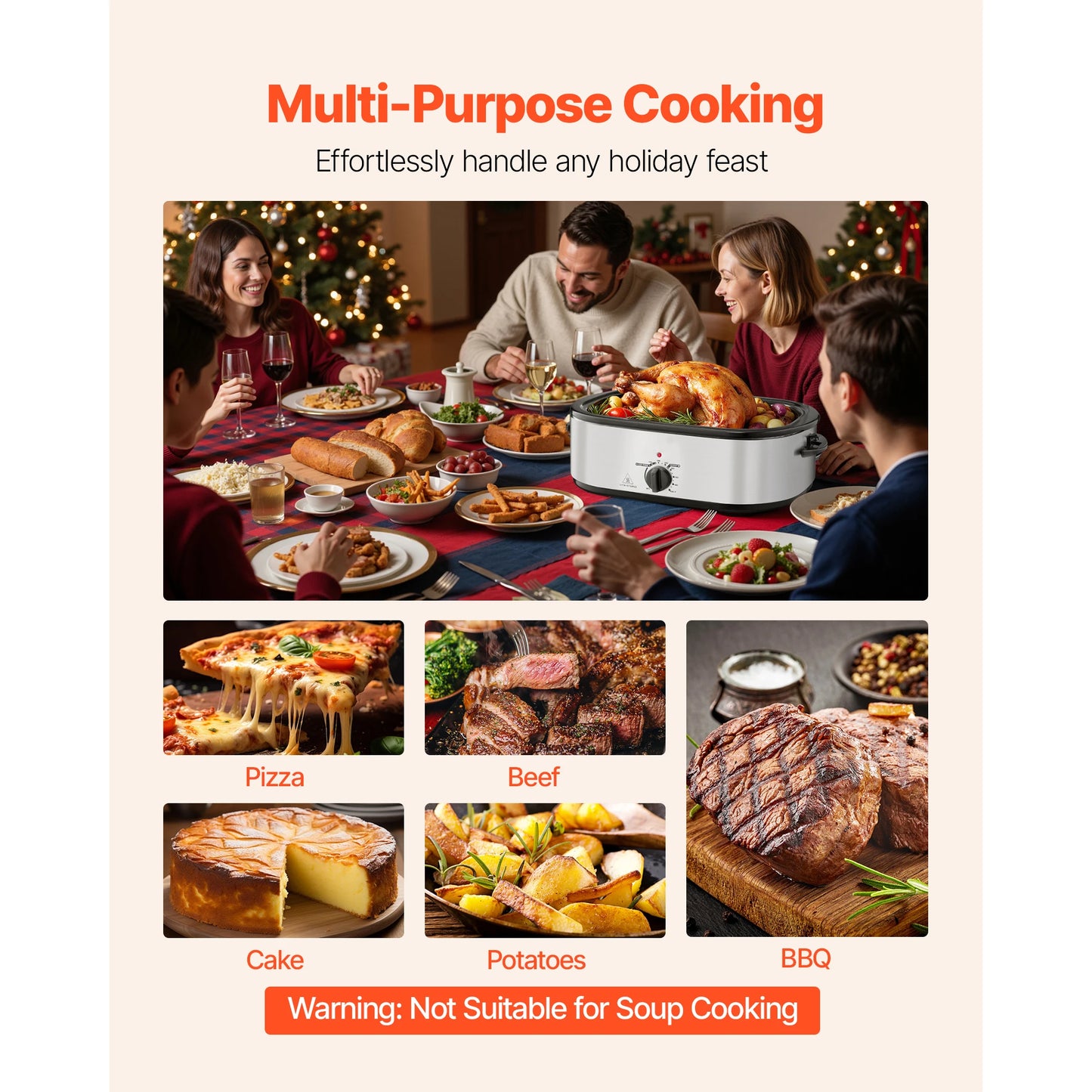 SucceBuy Electric Roaster Oven Roasting Pan With Adjustable Temperature Defrost And Warm Function For Home Cooks