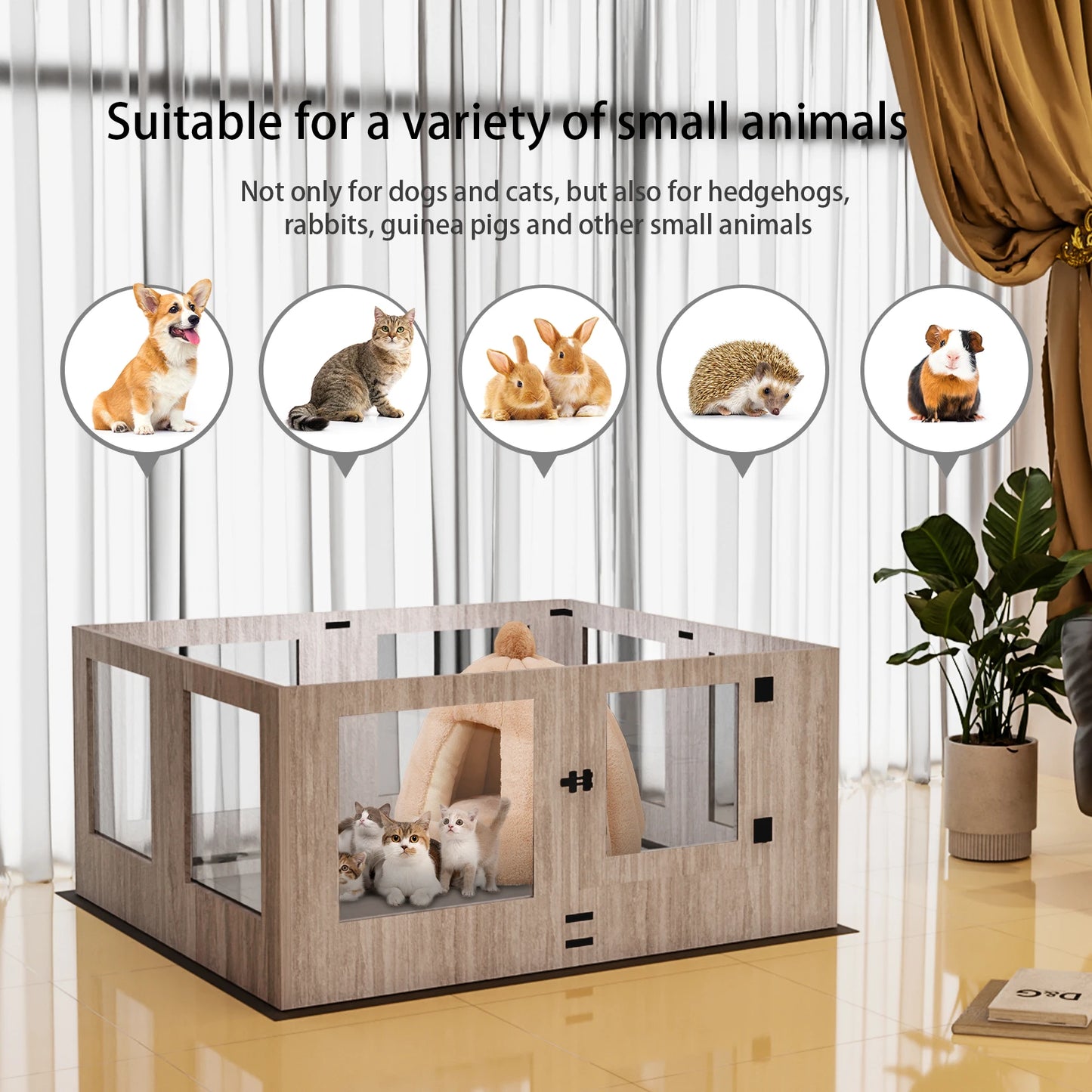 BINGOPAW 8 Panels Tempered Glass Dog Playpen For Indoor Pets