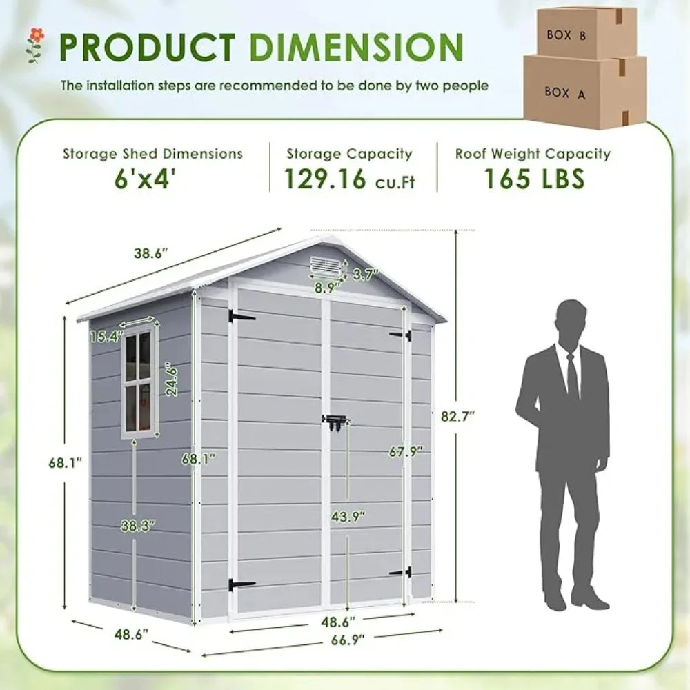 Outdoor Resin Storage Shed With Floor And Lockable Door