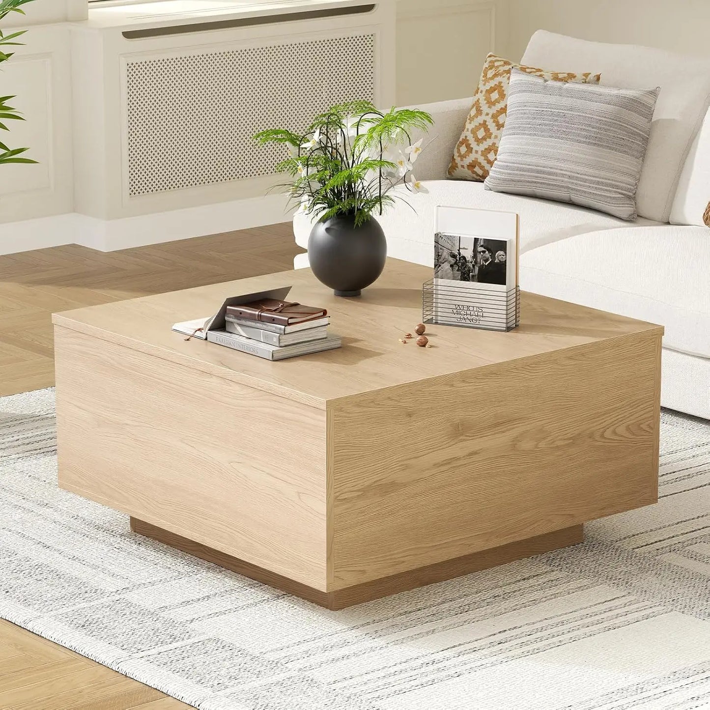 Lift Top Wood Coffee Table With Hidden Storage Solid Construction