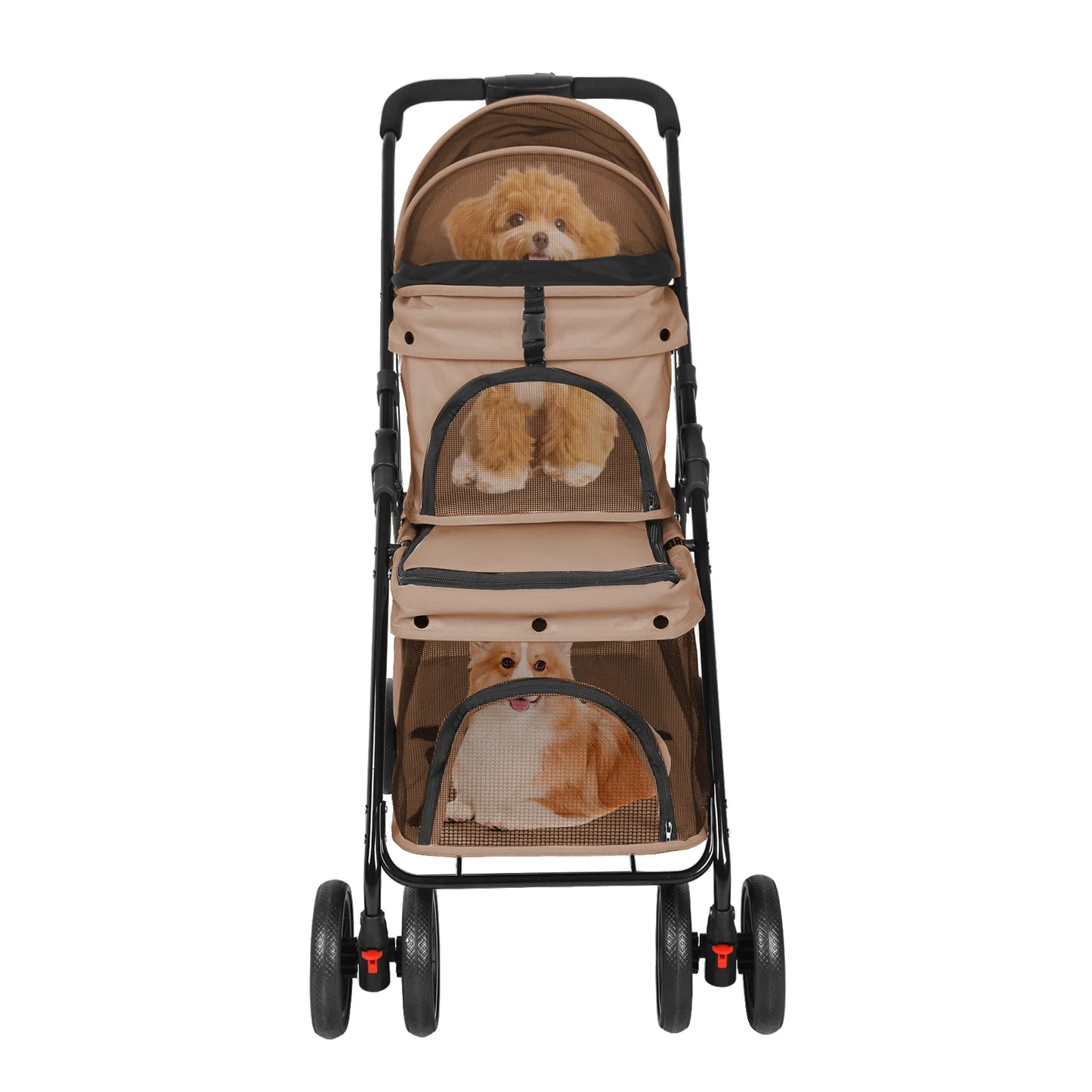 CHIHUAHUA Foldable Double Pet Stroller With Detachable Carriers Safety Belts