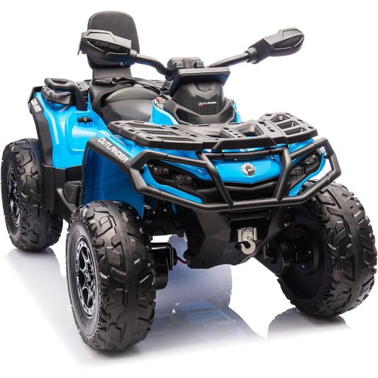 Can Am Licensed 24V 4WD 2 Seater Ride On ATV For Kids With Leather Seat And LED Lights