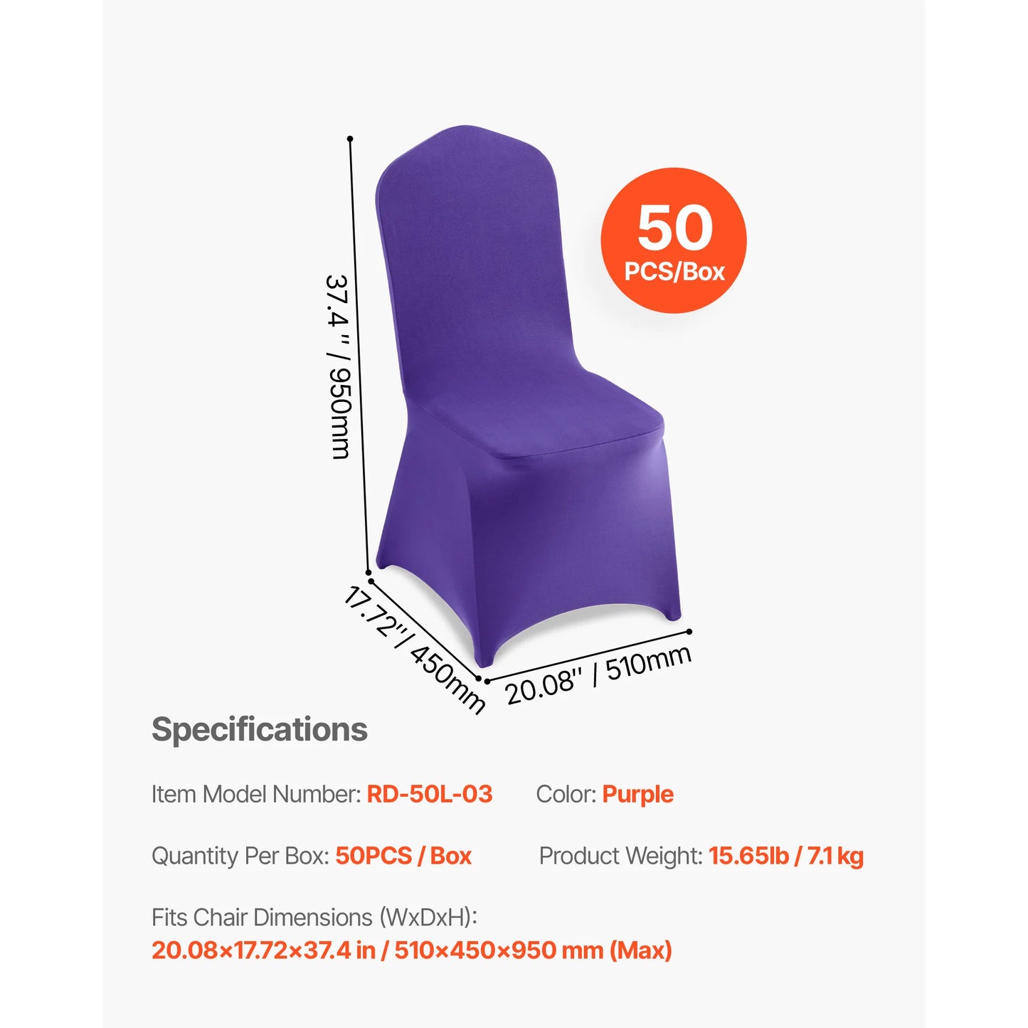 50 Pack Stretch Spandex Polyester Chair Covers For Wedding Events