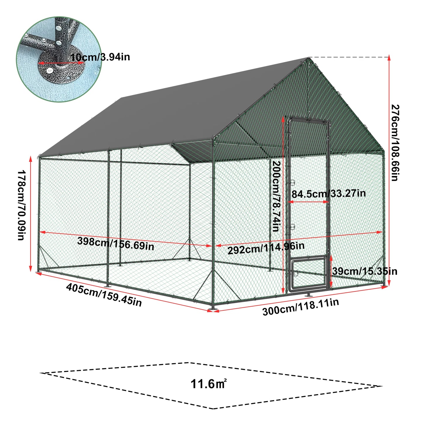 BINGOPAW Heavy-Duty Metal Chicken Coop With Cover And Netting
