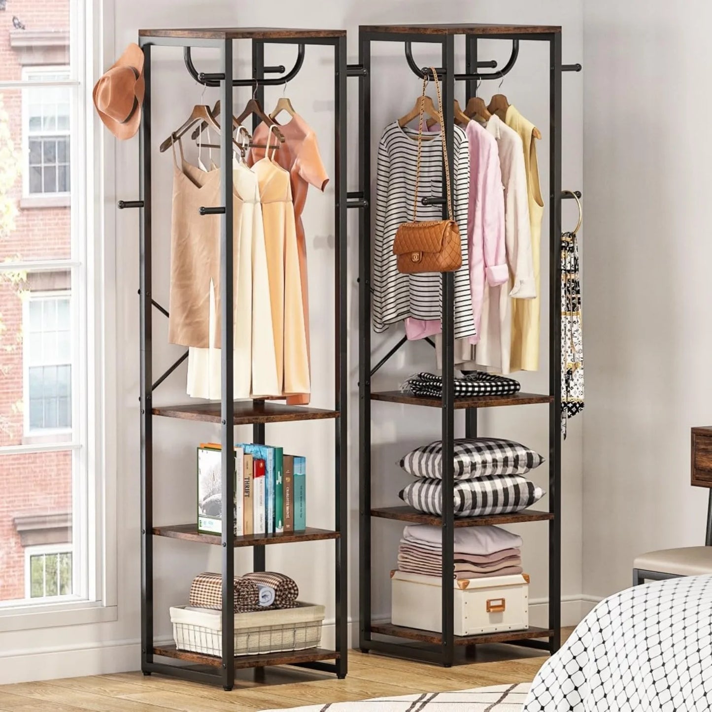 Little Tree Freestanding Coat Rack With Shelves and Hooks