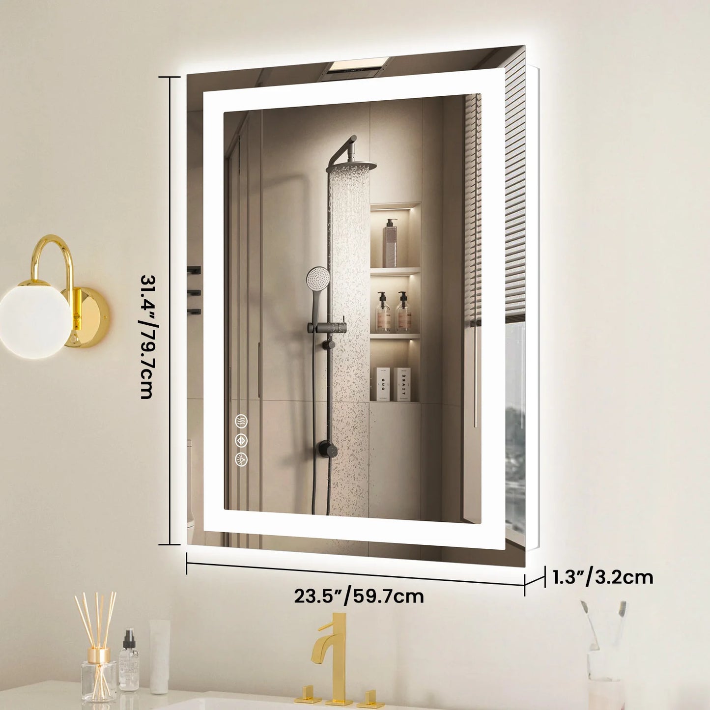 JHK LED Vanity Mirror With Memory Function Wall Mount