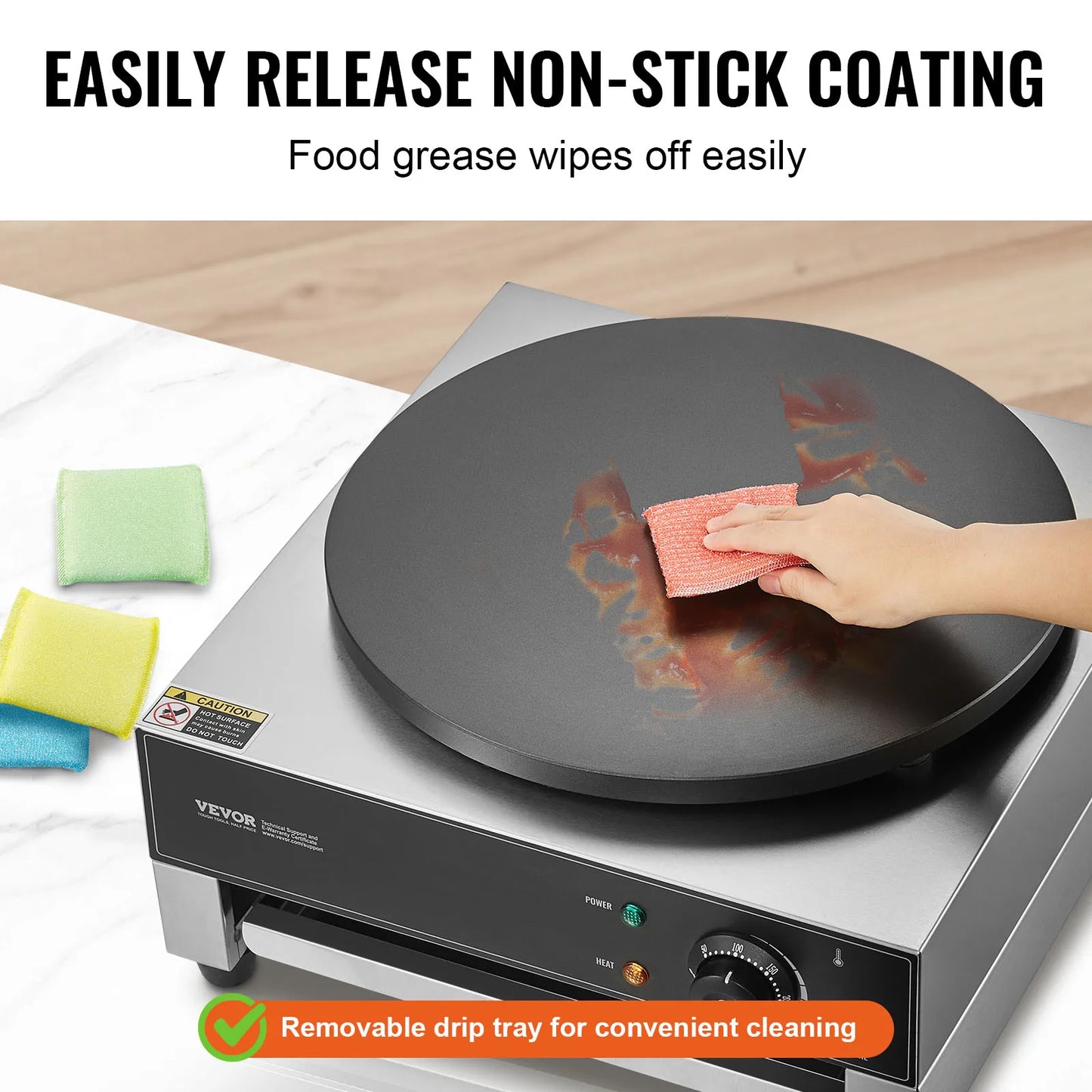 SucceBuy 16 Inch Electric Crepe Maker Commercial Nonstick Flat Plate Griddle For Restaurants