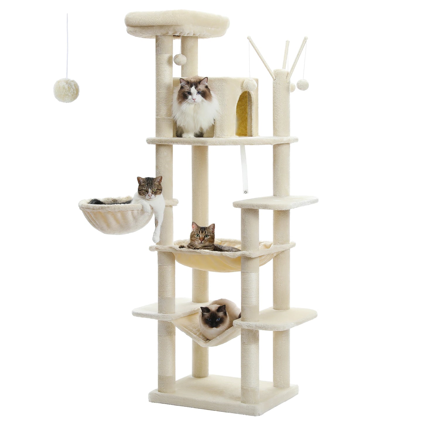 PAWZ Road Tall Cat Tree For Indoor Cats Multi Level Plush Condo With Scratching Posts Perches Caves Durable 180cm