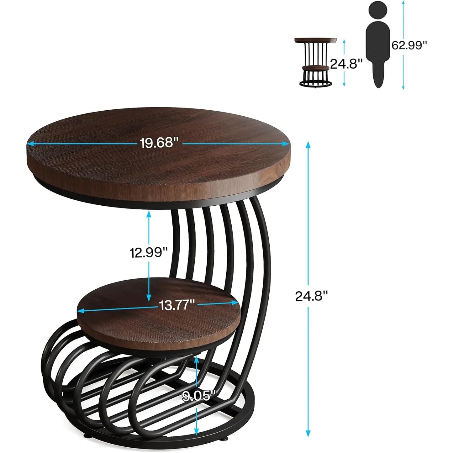 Little Tree Round End Side Table With Arc Metal Frame