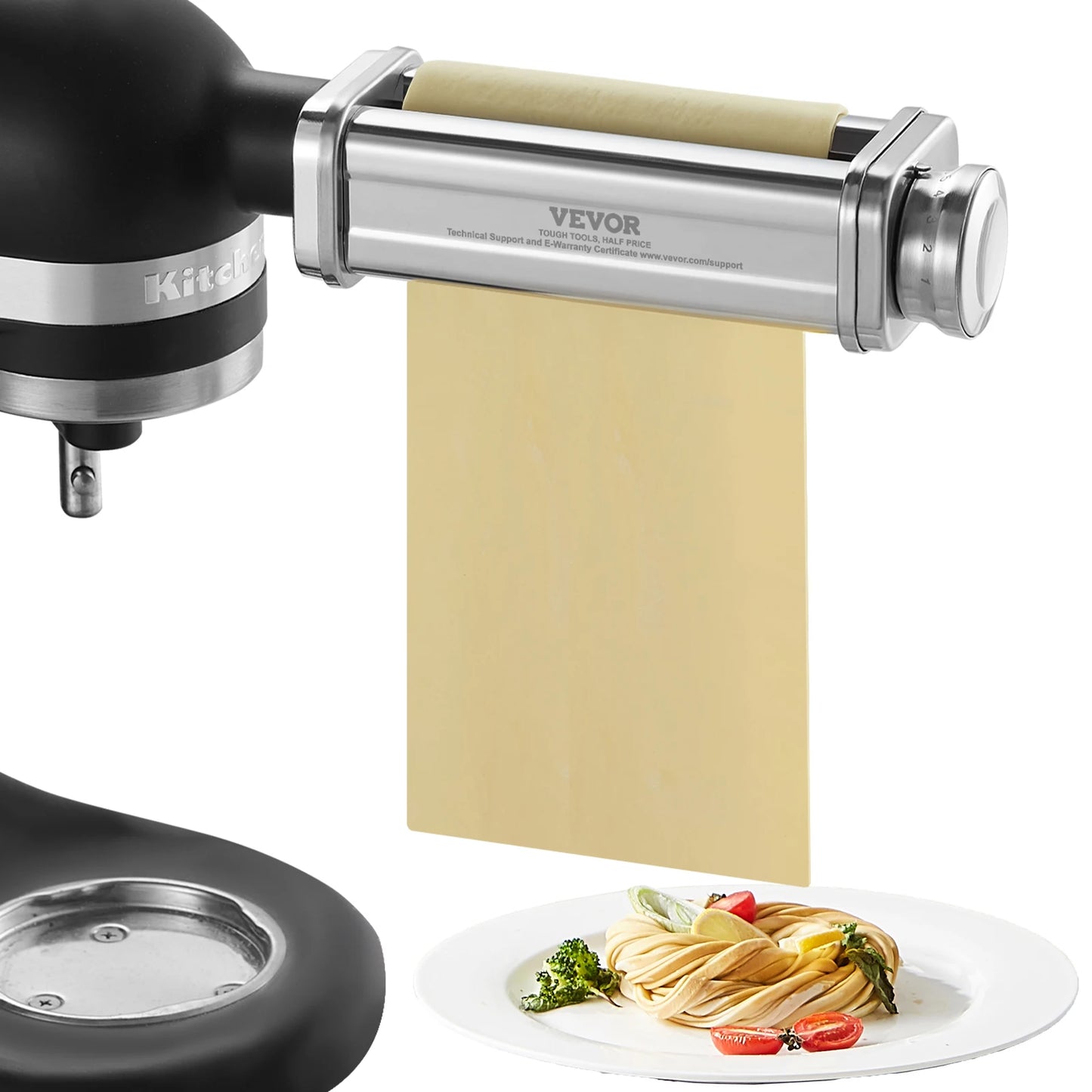 SucceBuy Pasta Attachment For KitchenAid Stand Mixer Stainless Steel Sheet Roller 8 Thickness Levels For Home Cooks