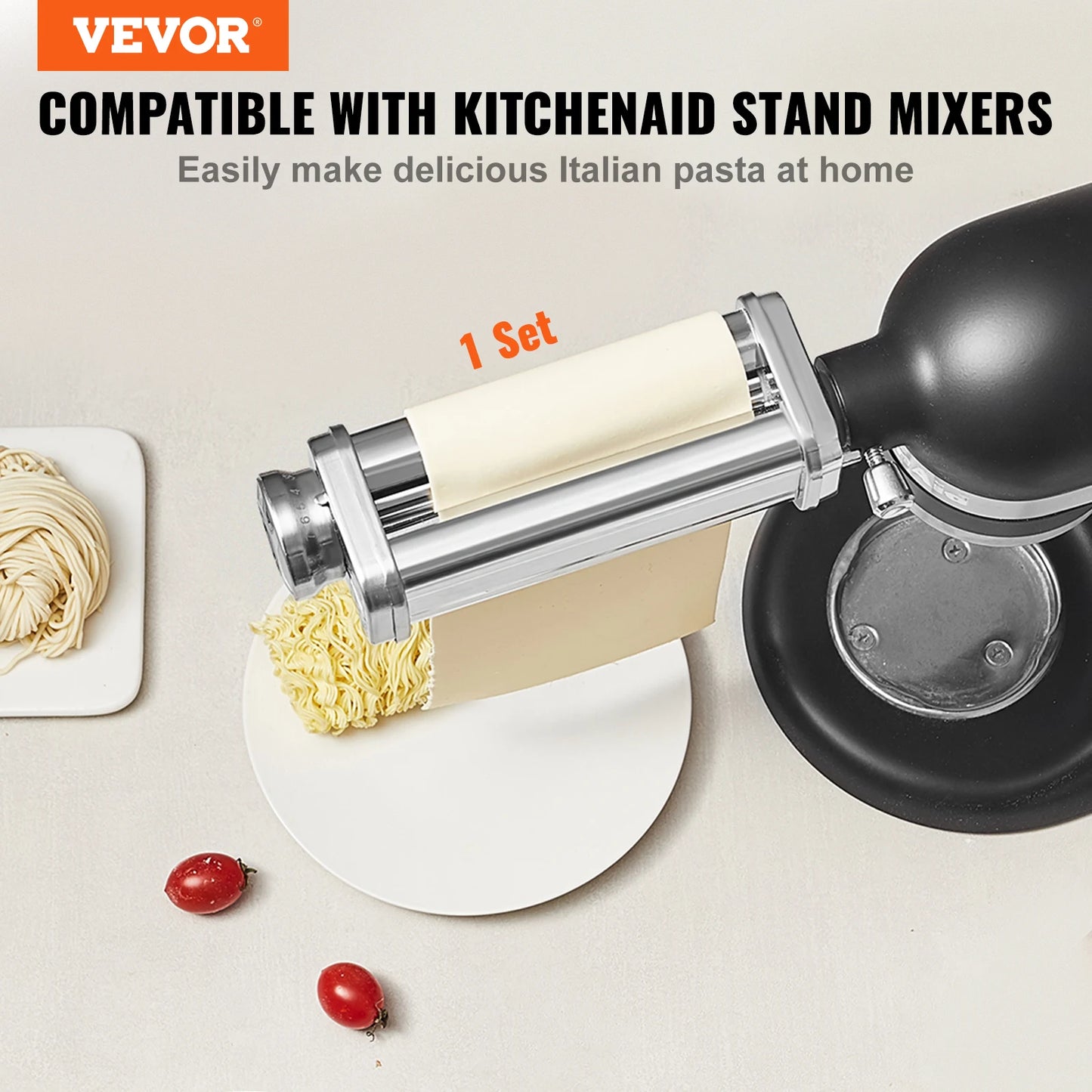 SucceBuy Pasta Attachment For KitchenAid Stand Mixer Stainless Steel Sheet Roller 8 Thickness Levels For Home Cooks