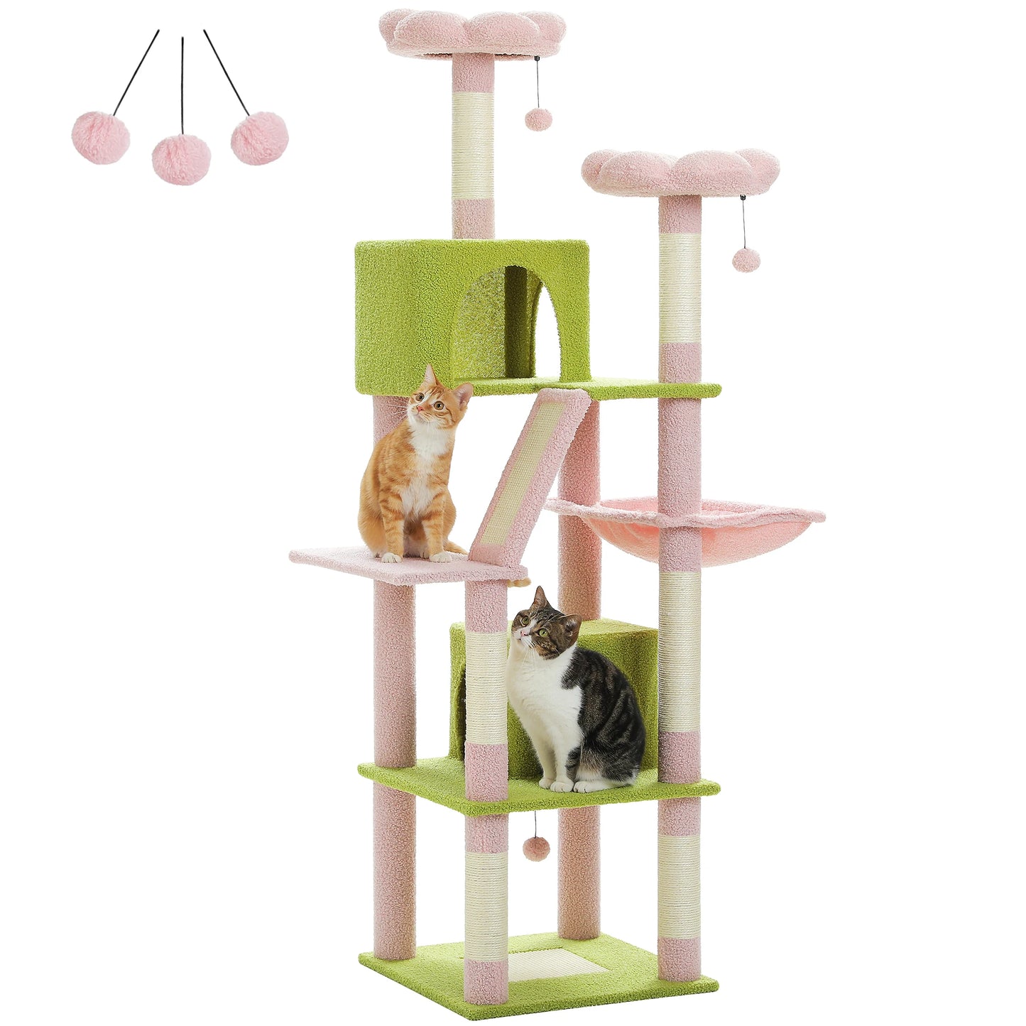 PAWZ Road Tall Cat Tree For Indoor Cats Multi Level Plush Condo With Scratching Posts Perches Caves Durable 180cm
