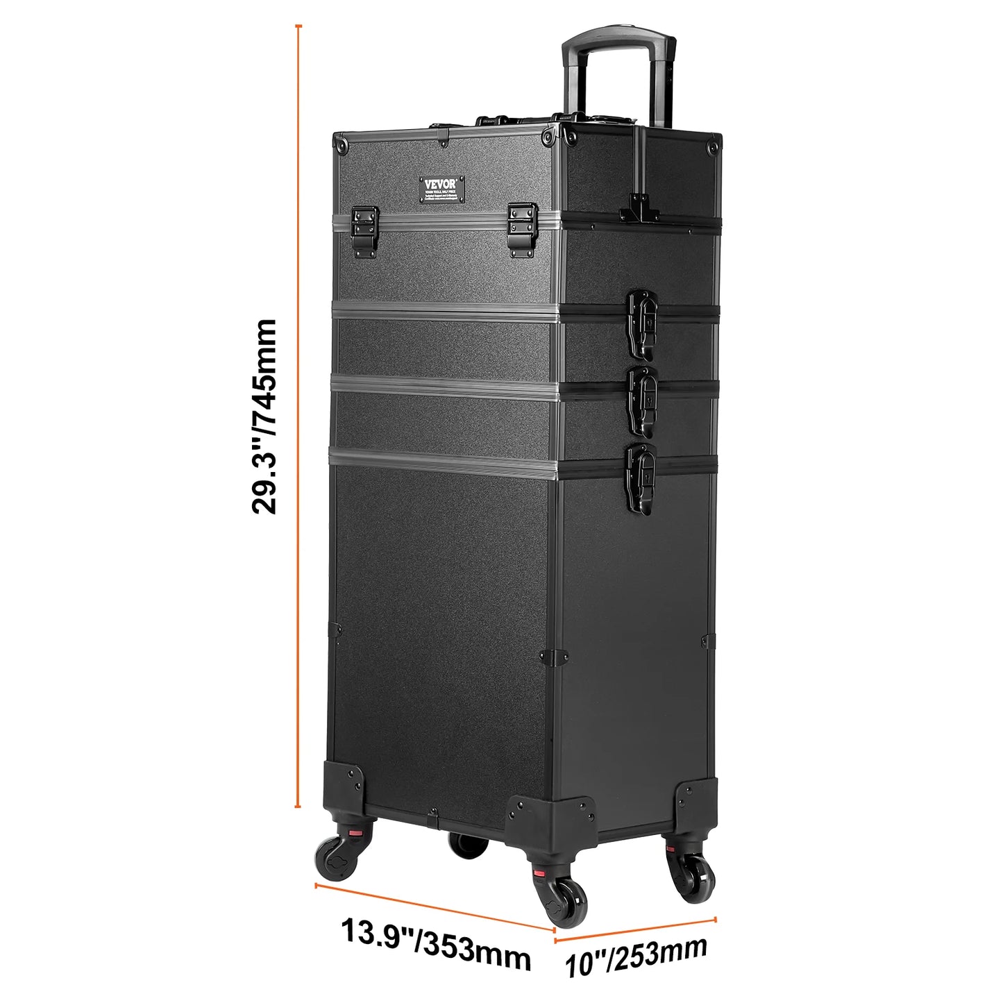 SucceBuy Professional Makeup Train Case With Aluminum Frame And Legs