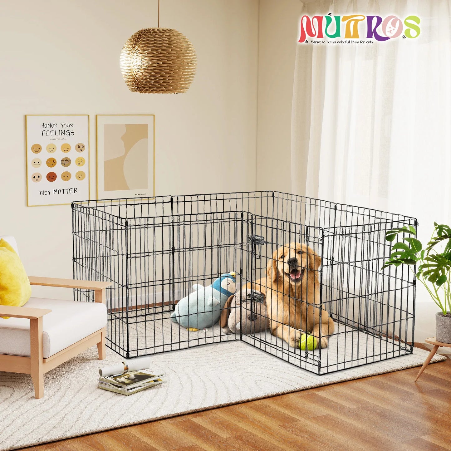 Foldable Metal Dog Playpen Indoor Outdoor Easy Assembly