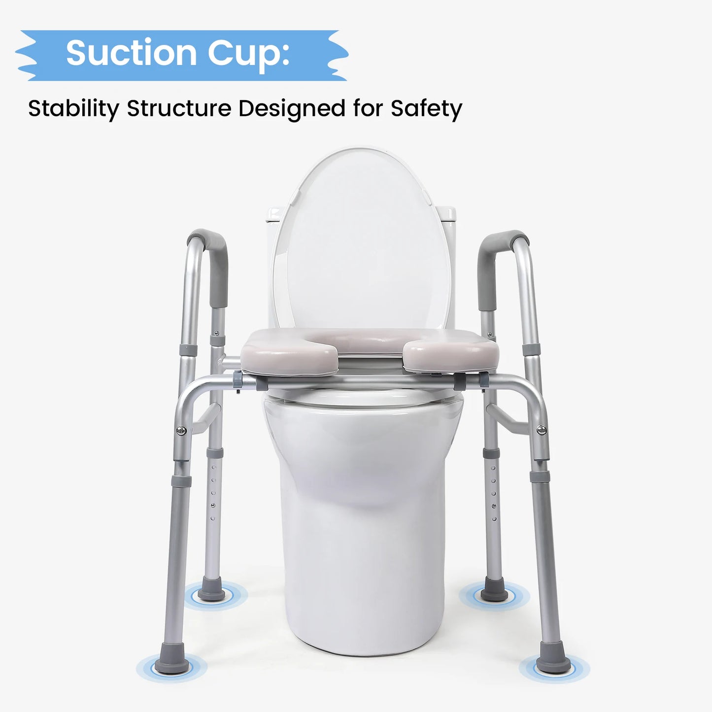 Twister CK Raised Toilet Seat With Handles For Elderly And Disabled Adjustable Height Padded Seat 350LB Capacity