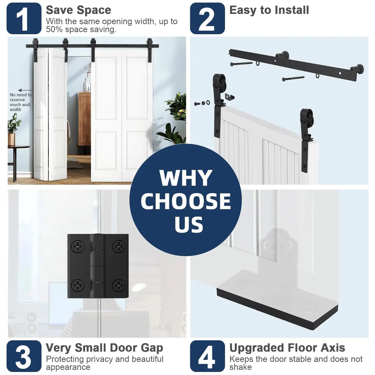 Twister.CK Heavy-Duty Bi-Folding Sliding Barn Door Hardware Kit