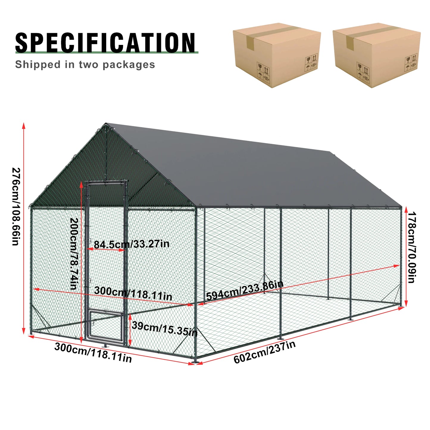BINGOPAW Heavy-Duty Metal Chicken Coop With Cover And Netting