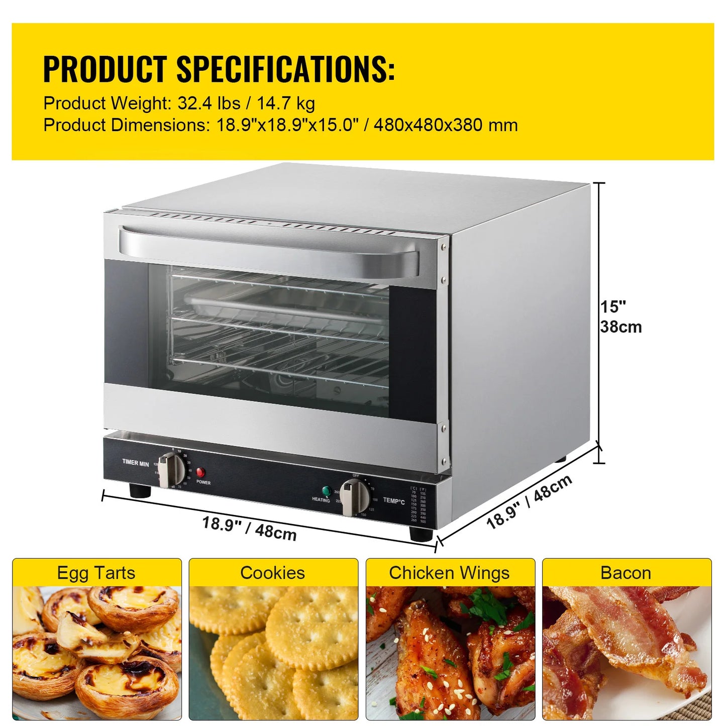 SucceBuy Electric Oven Convection Multifunction Commercial Countertop 21L For Home Chefs And Small Eateries Versatile
