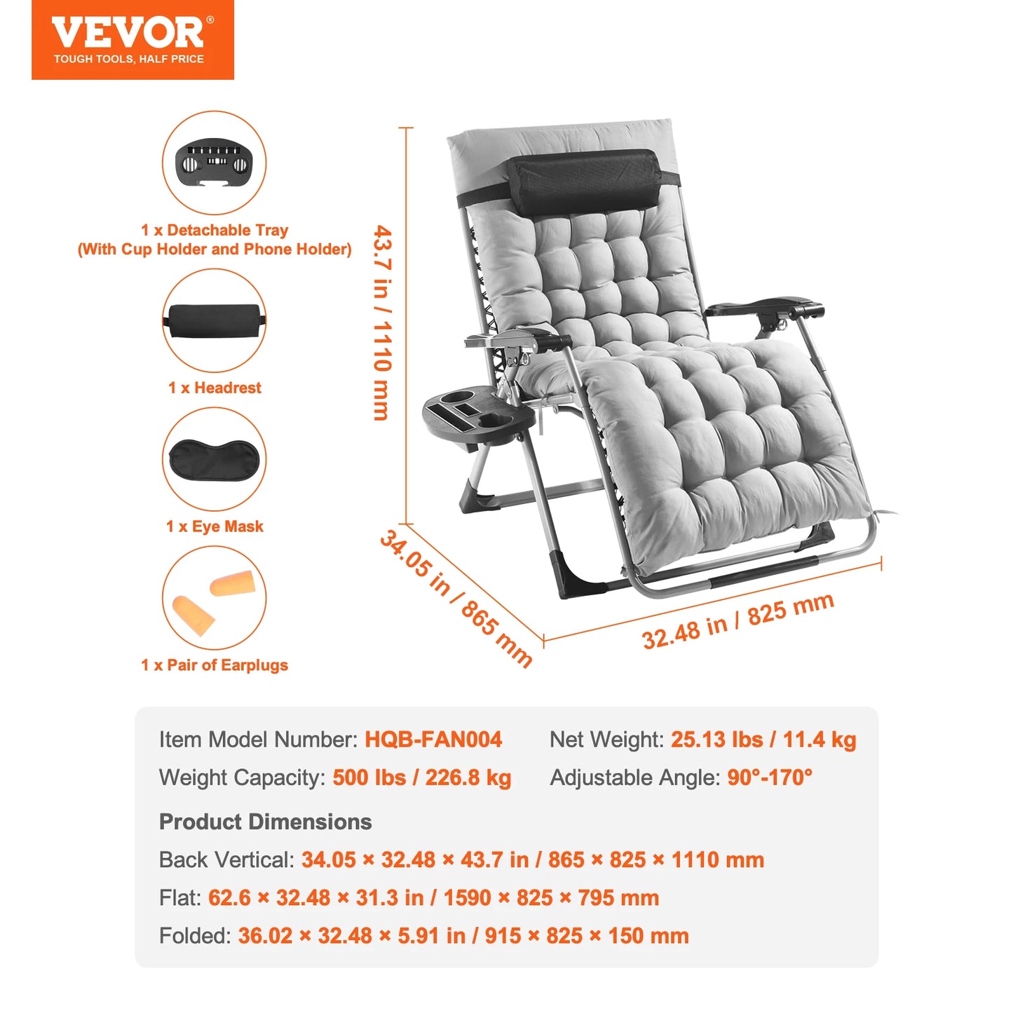 SucceBuy Zero Gravity Lounge Chair With Adjustable Recliner And Cupholder