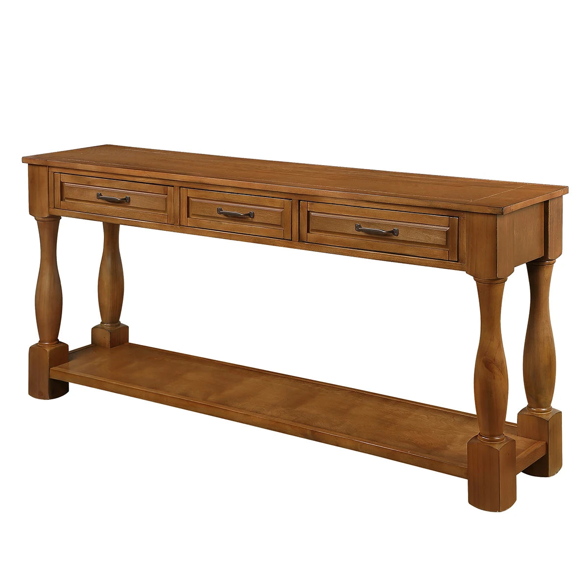 TWISTER.CK Wood Console Table With Premium Solid Wood Frame And 3 Drawers For Entryways And Hallways