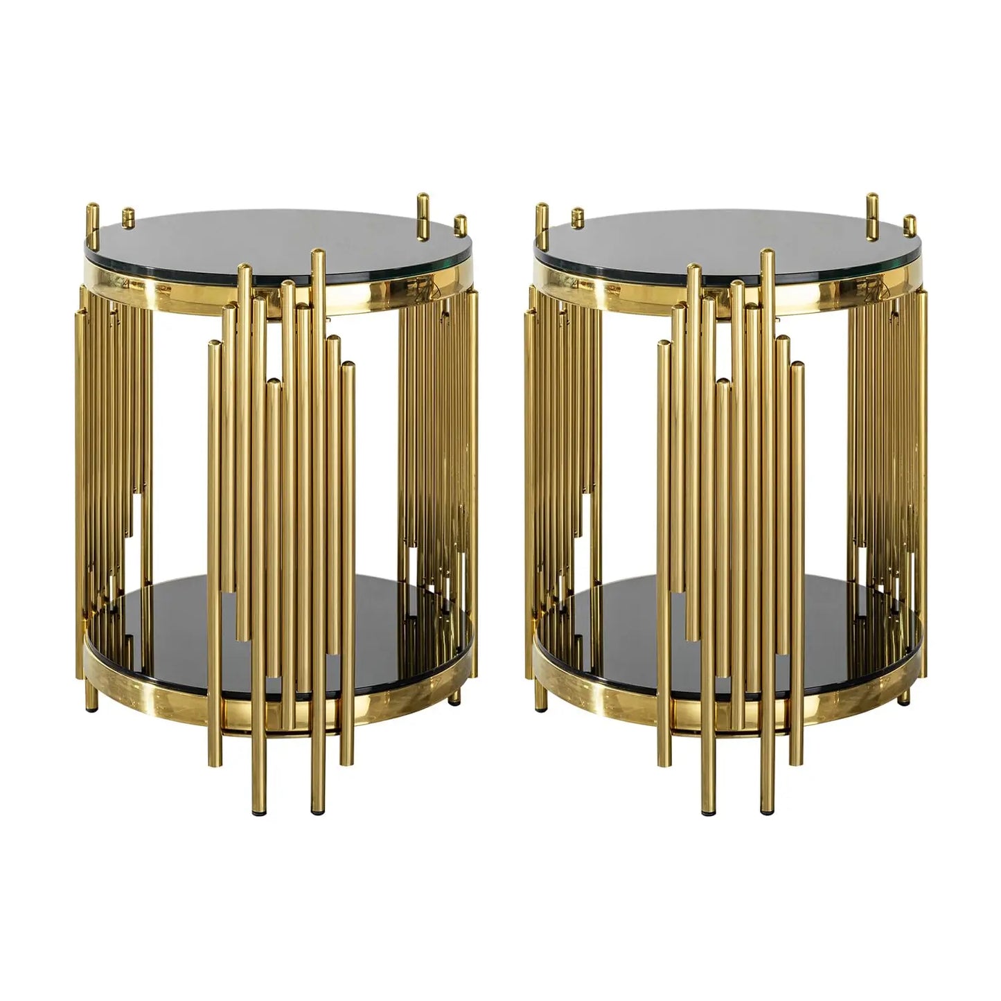 Sofa Side Table With Tempered Glass And Stainless Steel Frame