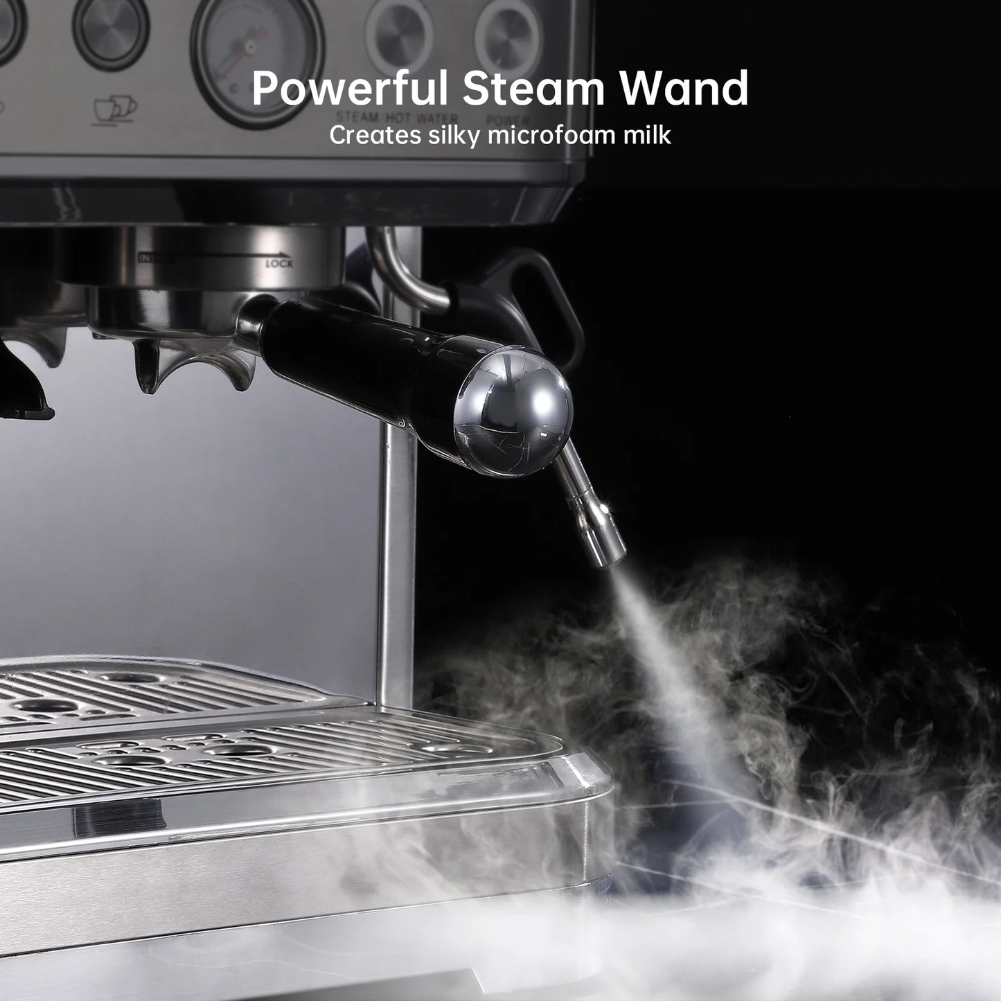 acekool Espresso Machine With Grinder 15 Bar Stainless Steel Milk Frother For Home Baristas Latte Cappuccino Maker
