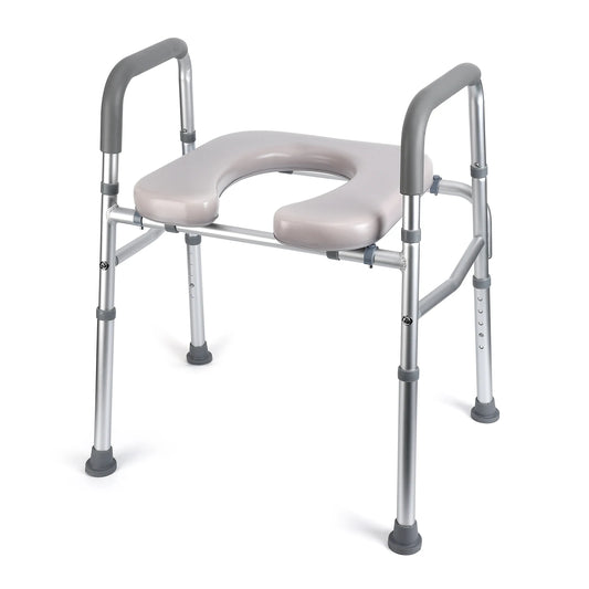 Twister CK Raised Toilet Seat With Handles For Elderly And Disabled Adjustable Height Padded Seat 350LB Capacity