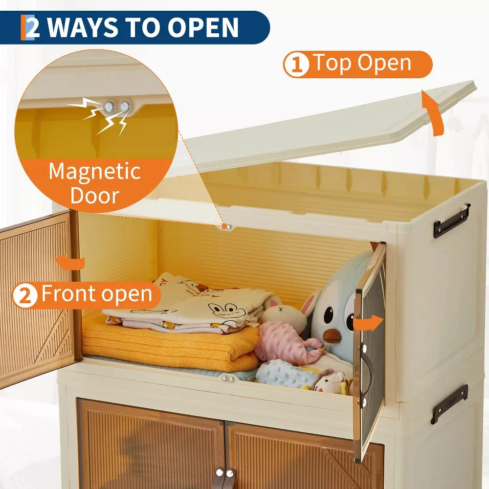 HiMISS 3/4/5-Tier Foldable Storage Cabinet With Lids And Wheels