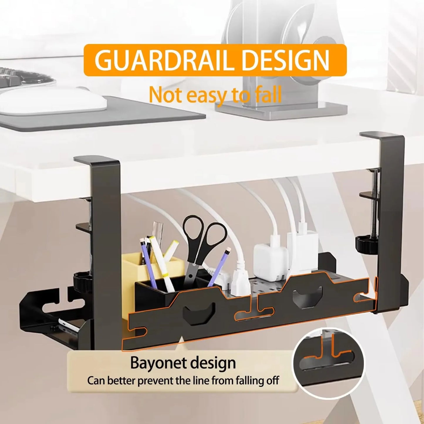 BEISHI Telescopic Under Table Cable Management Tray Organizer