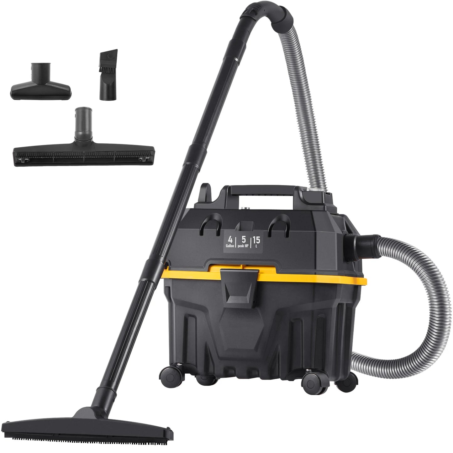 SucceBuy Portable Wet And Dry Vacuum Cleaner 15L 1200W Powerful Suction For Car And Home