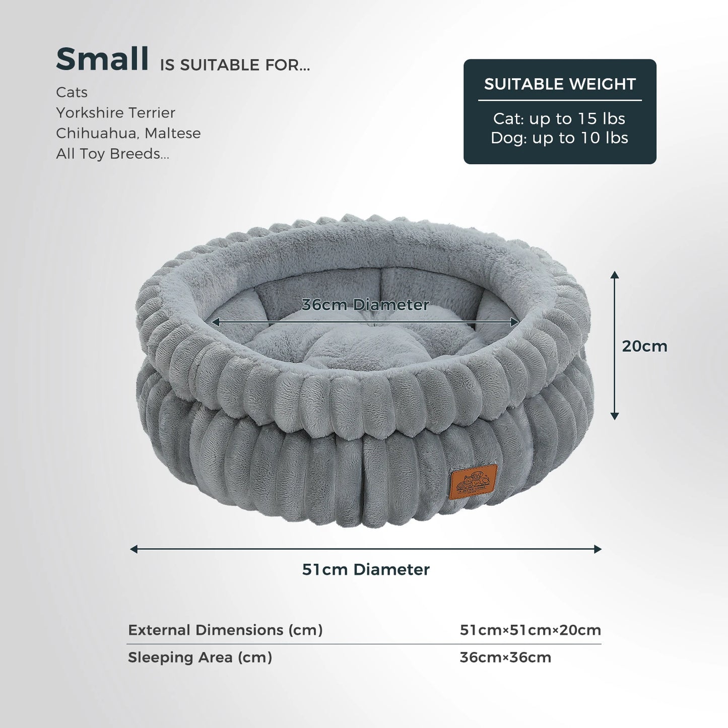 PAWZ Road Round Washable Pet Bed For Medium Dogs And Indoor Cats With Anti Slip Bottom All Season Comfort
