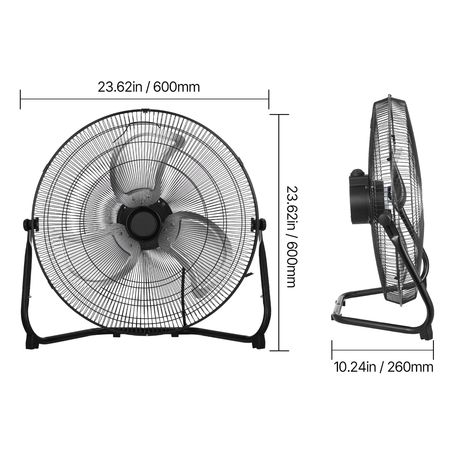 VEVOR Industrial Floor Fan 4800 CFM Heavy Duty High Velocity 3 Speed 360 Tilt For Gym Home Shop
