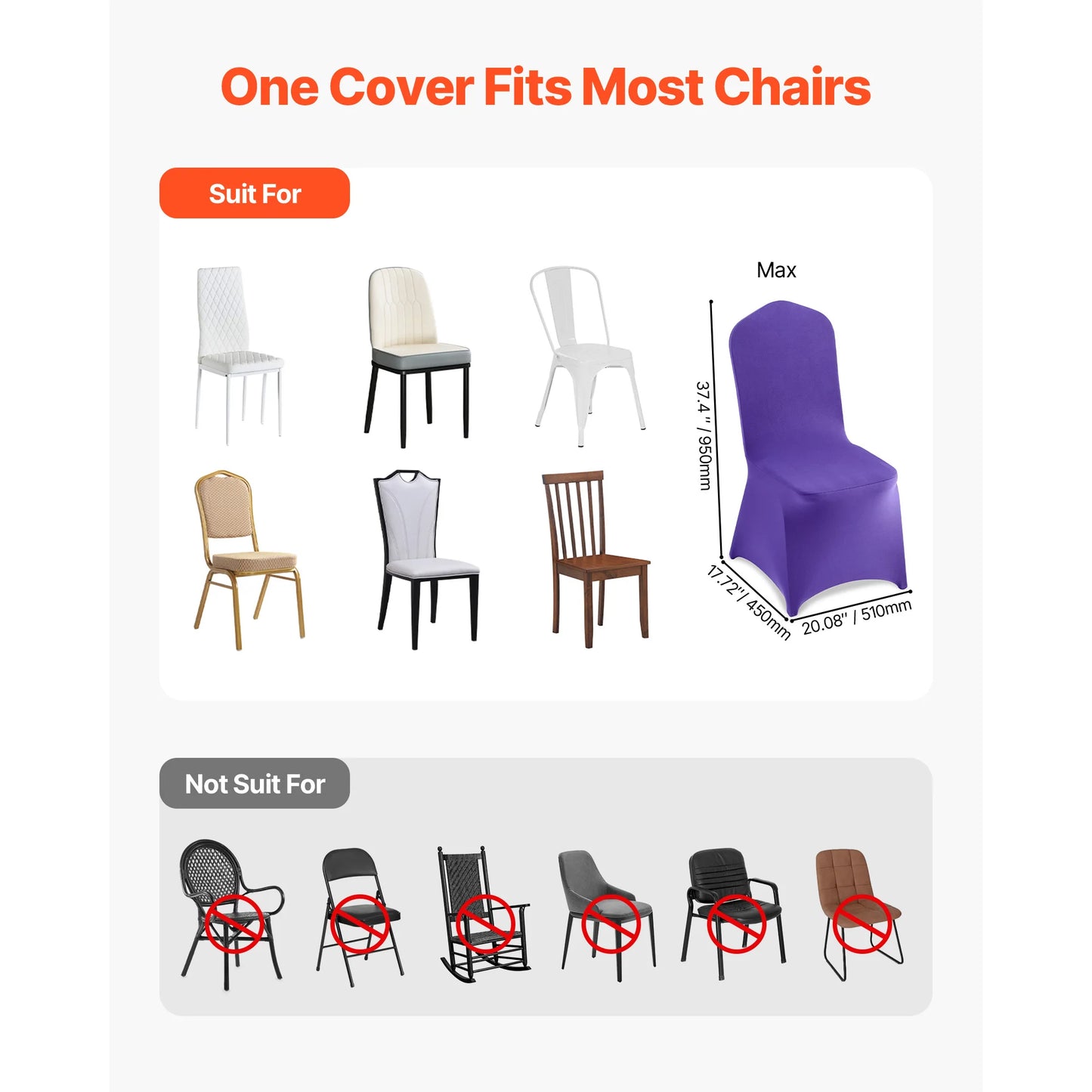 50 Pack Stretch Spandex Polyester Chair Covers For Wedding Events