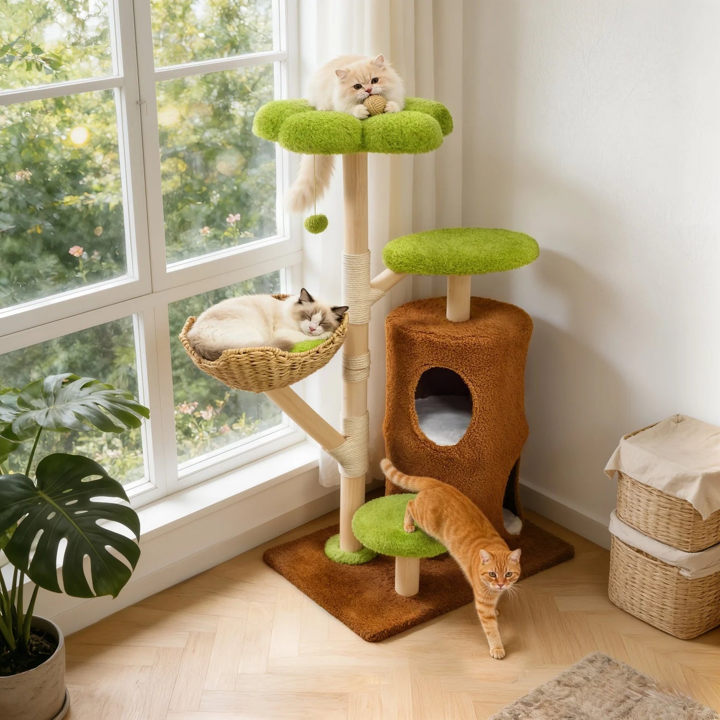 Bingopaw Cat Tree Tower With Activity Center And Scratching Posts