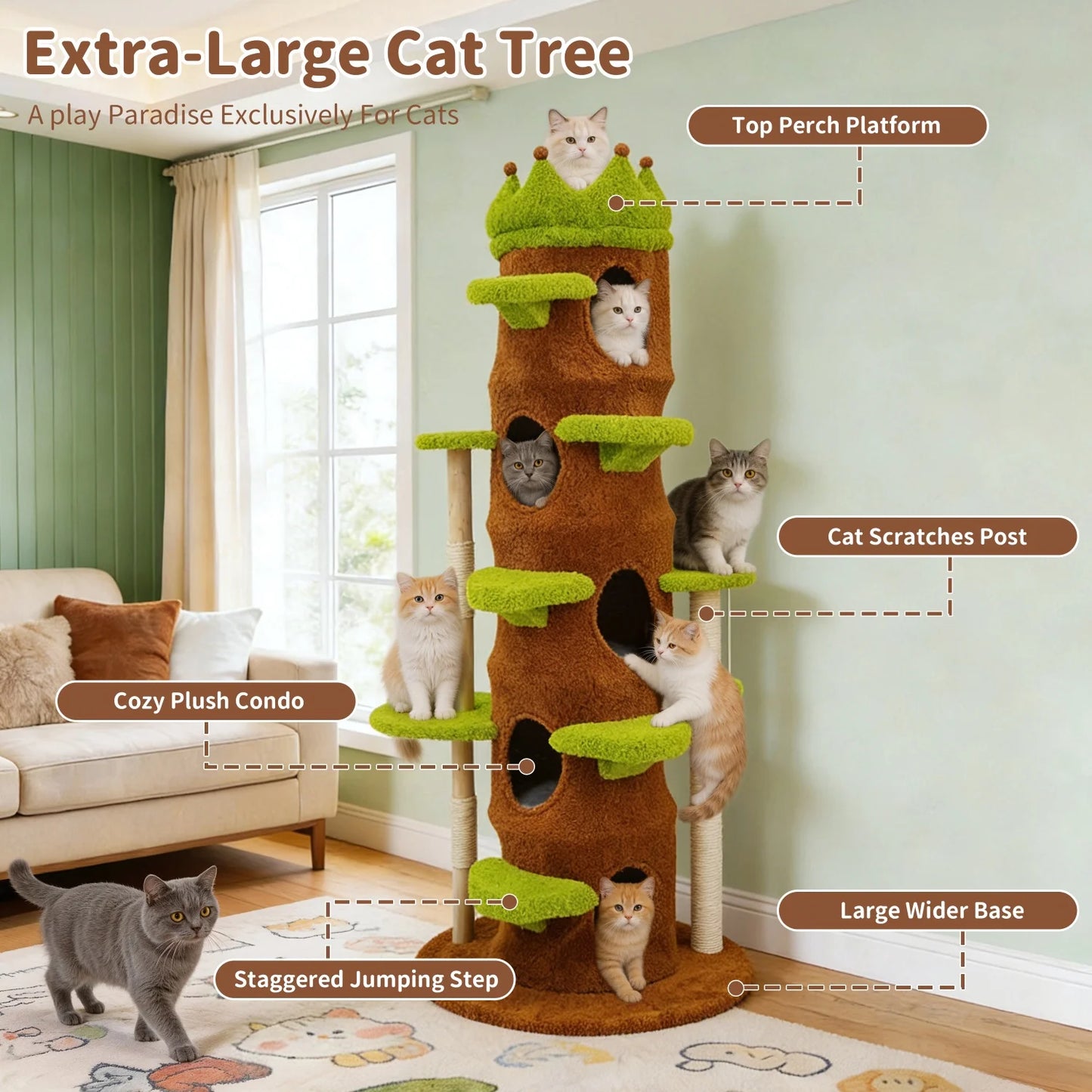 BINGOPAW Heavy Duty Cat Tree With Plush Cave