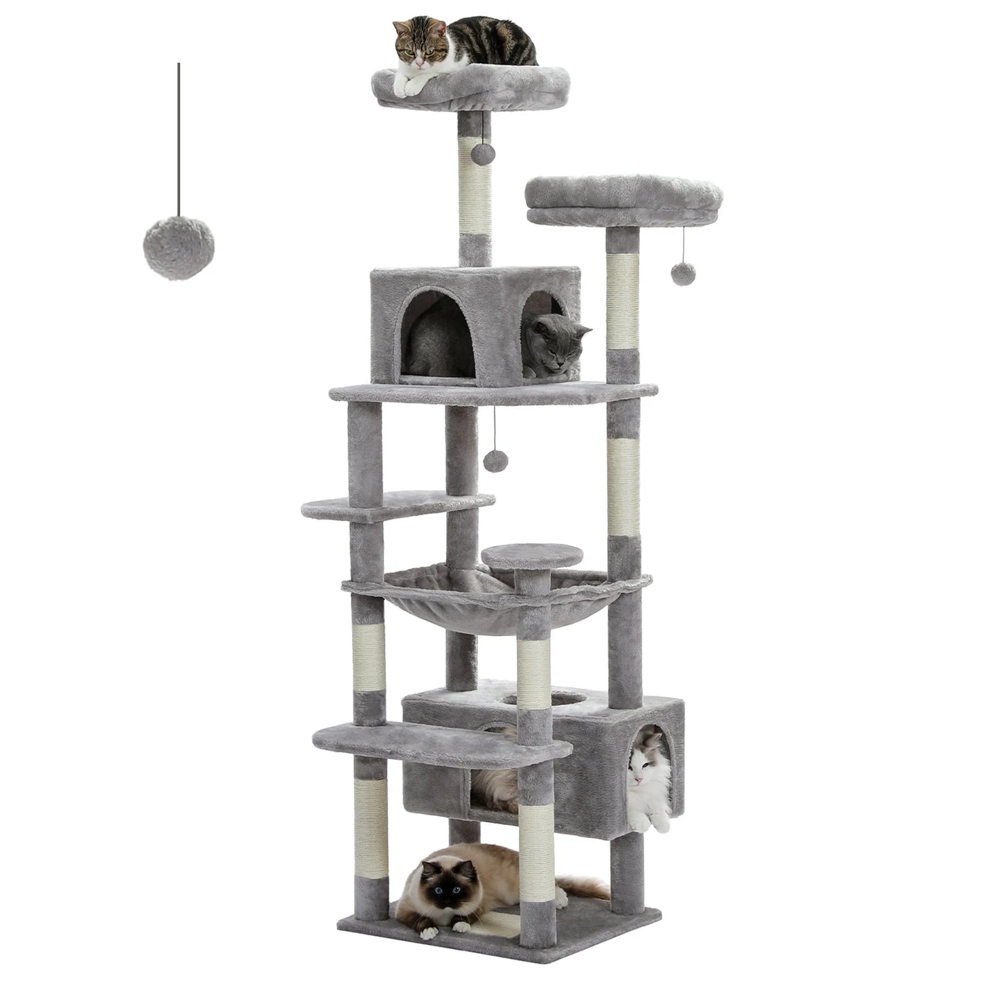 PAWZ Road Ultimate Large Cat Tree Tower for Indoor Cats With Sisal Scratching Posts Five Tier Hammocks and Perches