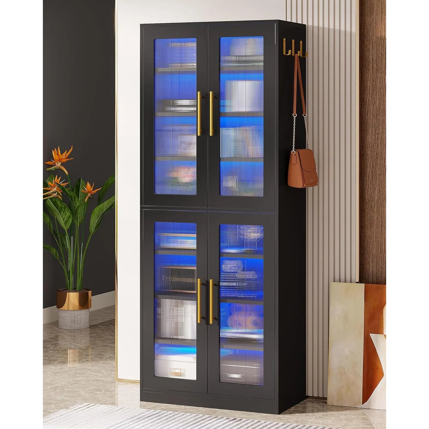 Little Tree Bookcase With Doors And LED Light Shelves
