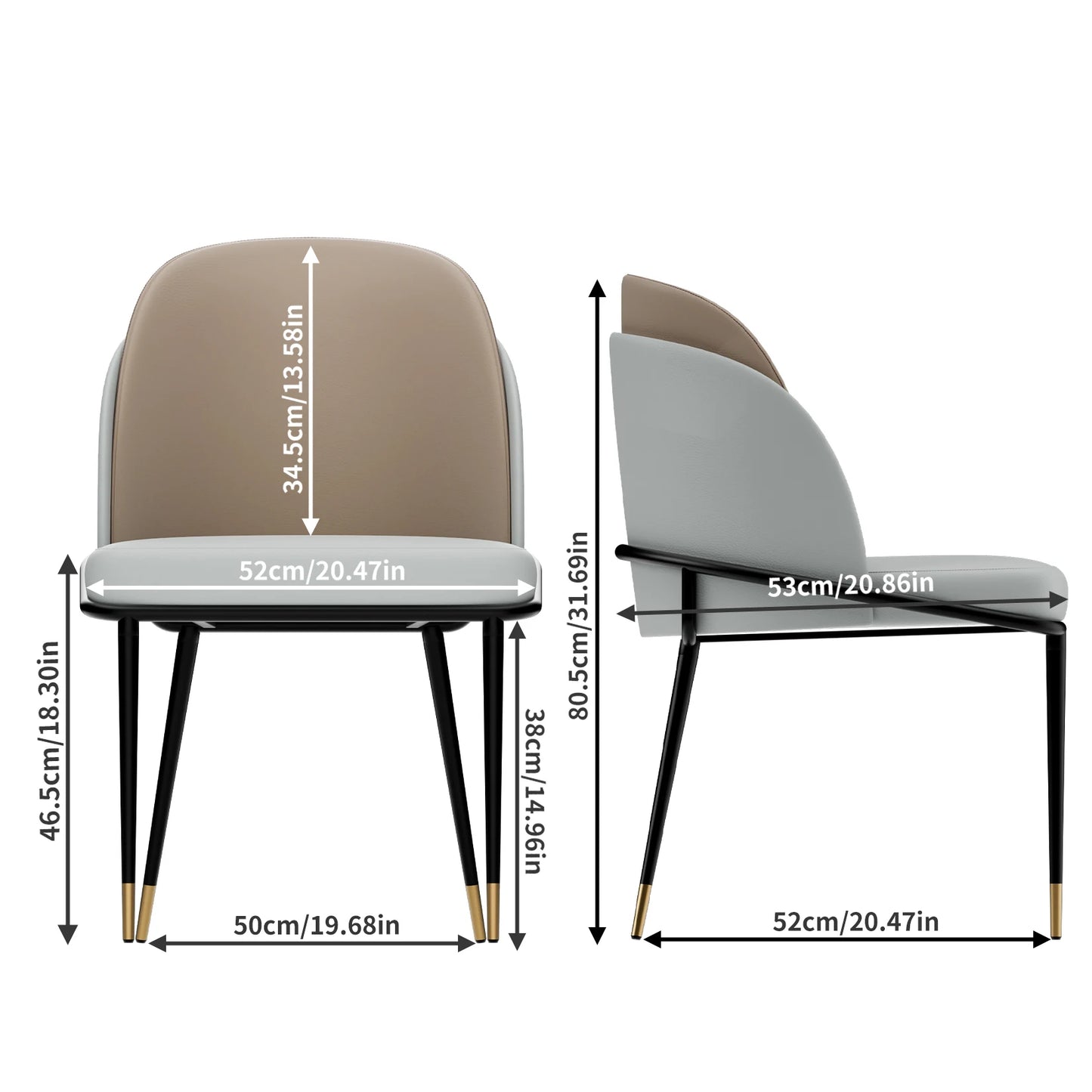 Luxurious Upholstered Dining Chairs Set of 2 Microfiber Leather