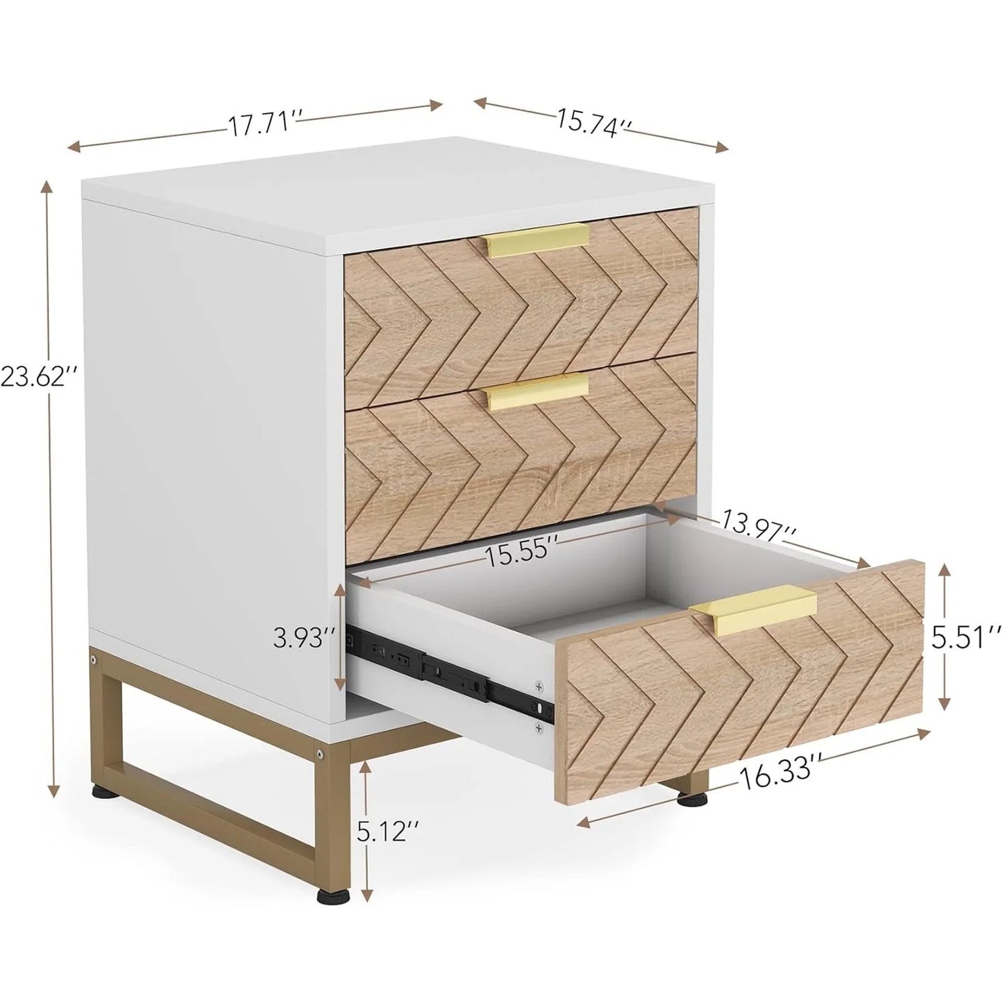 Little Tree Modern Nightstand With Chevron Design Bedside Table