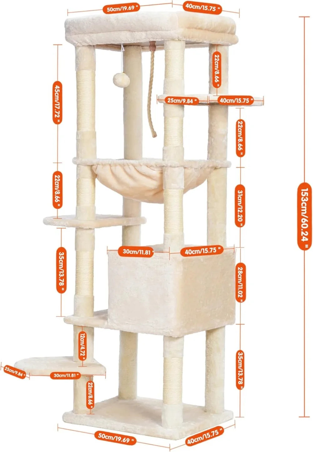 NONECN Heavy Duty Cat Tree Multi Level Indoor Tower