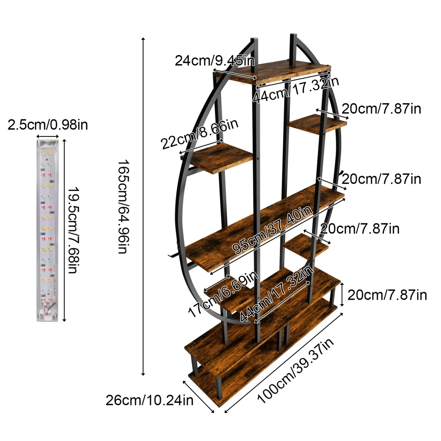 Seven-Tier Metal Plant Stand Half Moon Rack For Living Room