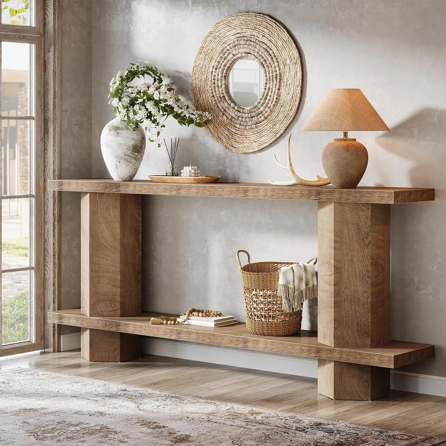 LITTLE TREE Wooden Console Sofa Table for Living Room Hallway