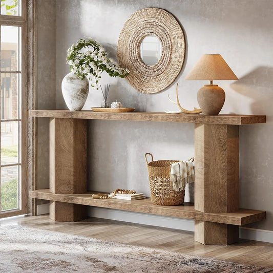 LITTLE TREE Wooden Console Sofa Table for Living Room Hallway