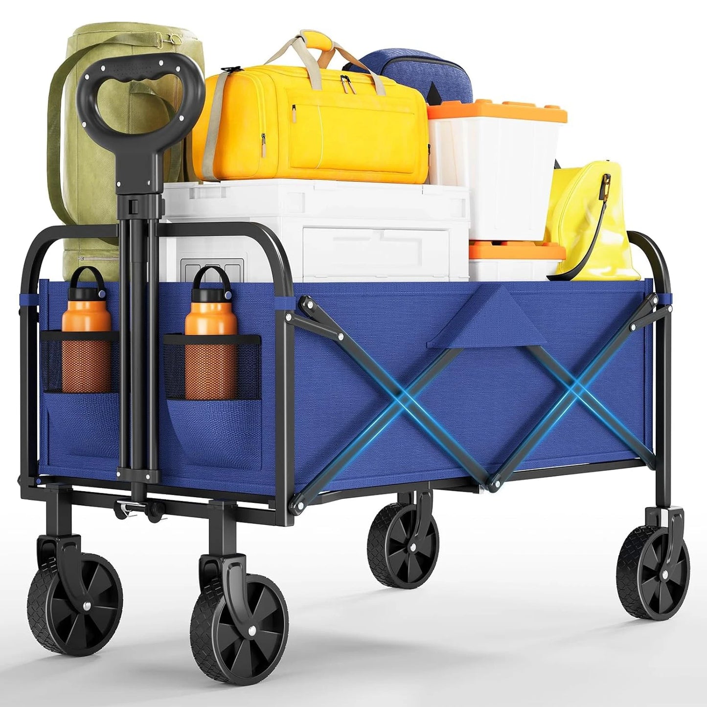 Foldable Utility Wagon With All-Terrain Wheels And Adjustable Handle