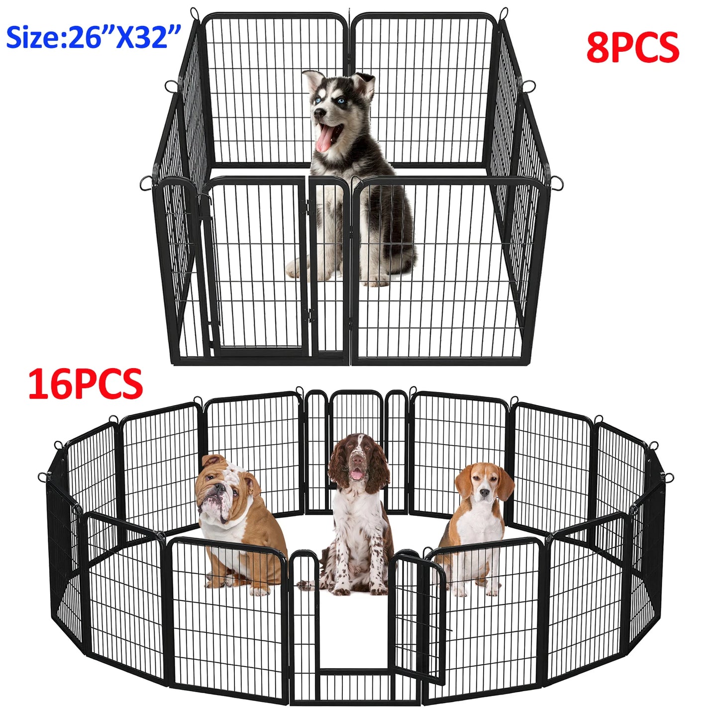Dog Playpen With Door Foldable Heavy Duty Metal Fence For Indoor Outdoor Use Ideal For Dog Owners RV Camping