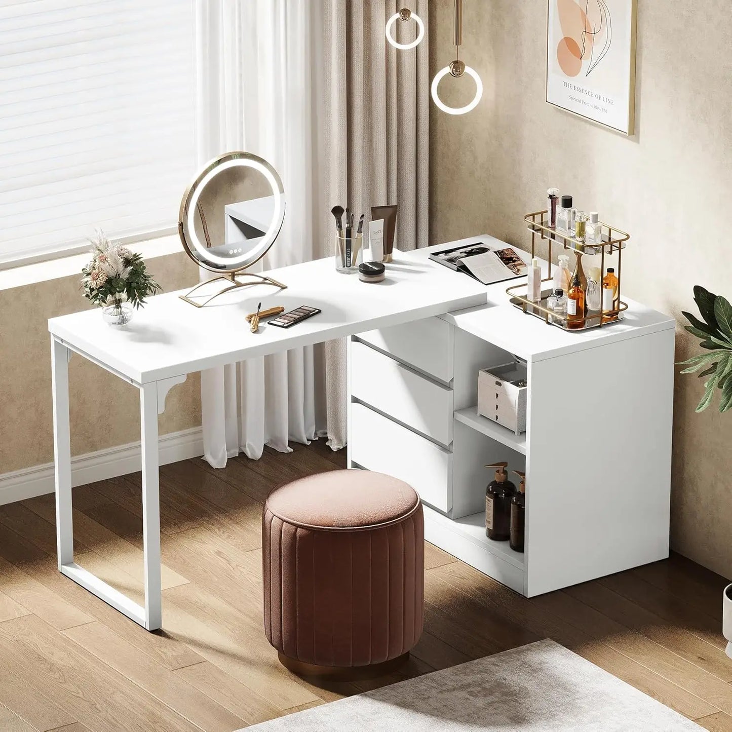 Little Tree Vanity Desk With 3 Drawers And 2 Shelves