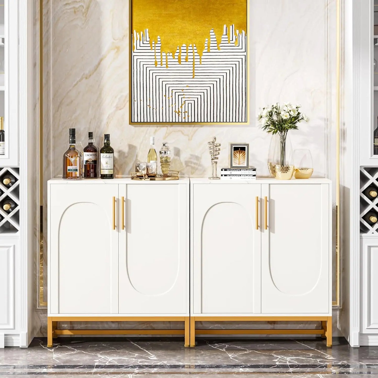 Little Tree Modern Sideboard Buffet With Adjustable Shelf And Doors