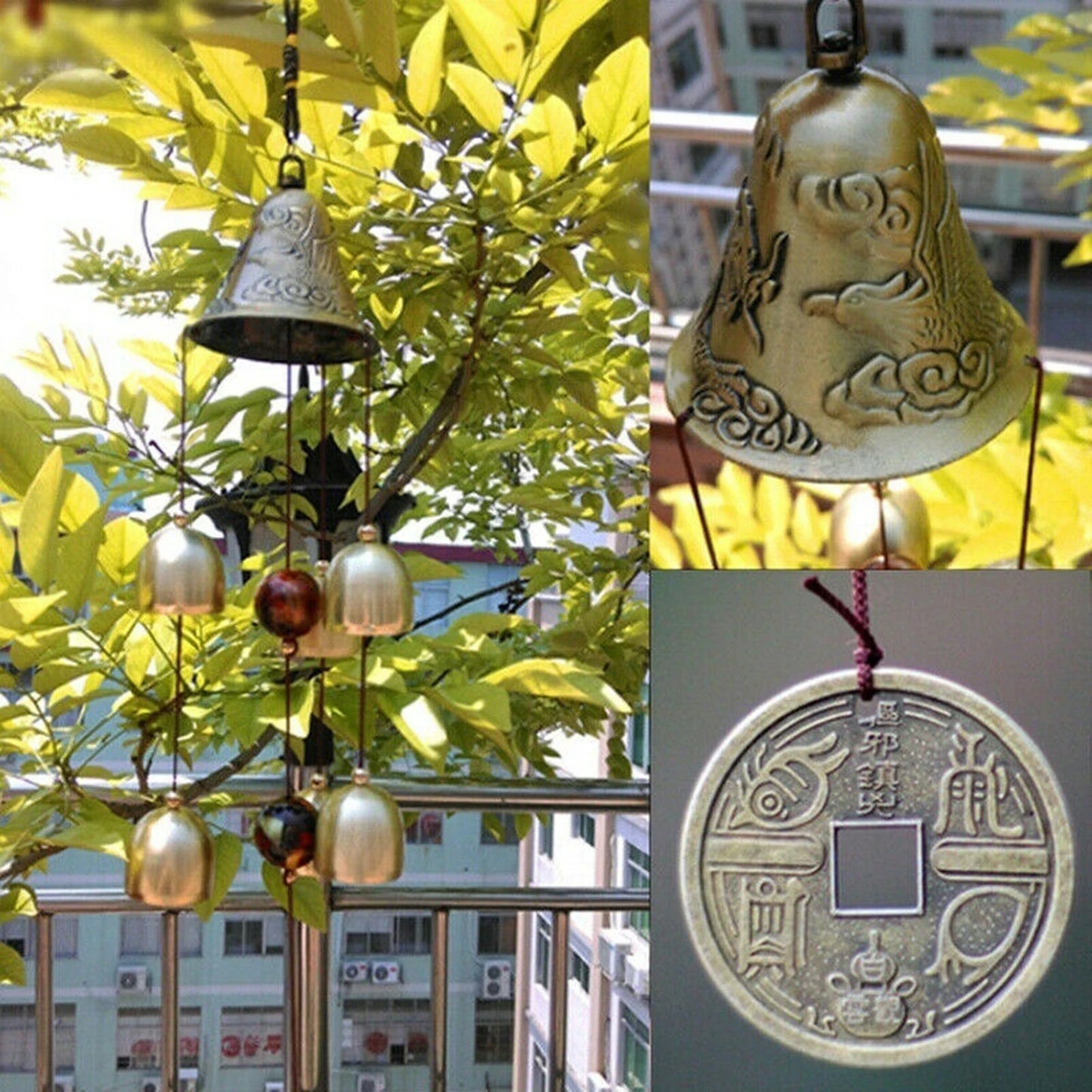 Xiangyanghua 6 Copper Bells Wind Chimes Outdoor Metal Hanging Ornament