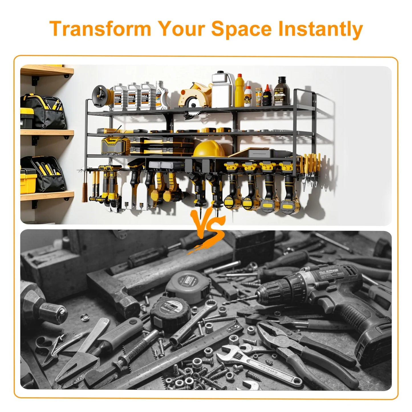 Sturdy Wall Mounted Power Tool Rack Holds 12 Drills